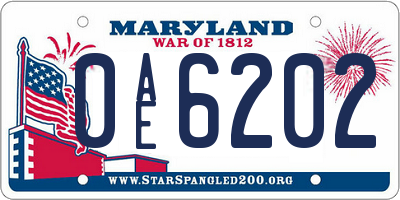MD license plate 0AE6202