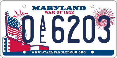 MD license plate 0AE6203