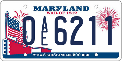 MD license plate 0AE6211