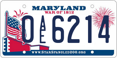 MD license plate 0AE6214