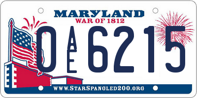 MD license plate 0AE6215