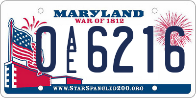 MD license plate 0AE6216