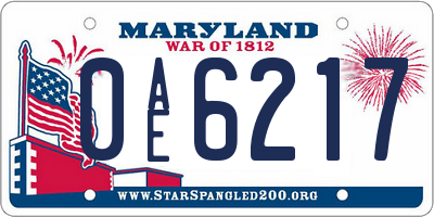 MD license plate 0AE6217
