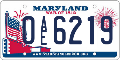 MD license plate 0AE6219