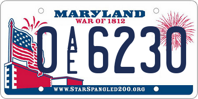 MD license plate 0AE6230