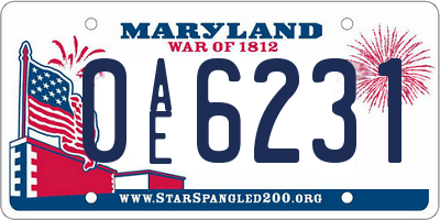 MD license plate 0AE6231
