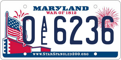 MD license plate 0AE6236