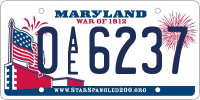 MD license plate 0AE6237