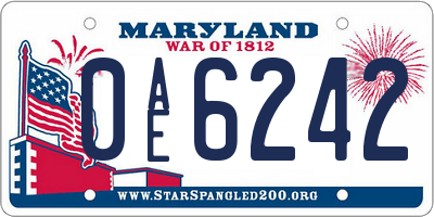 MD license plate 0AE6242