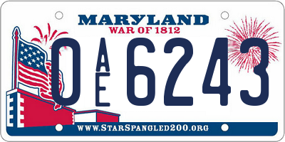 MD license plate 0AE6243