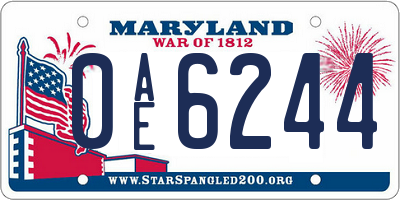 MD license plate 0AE6244
