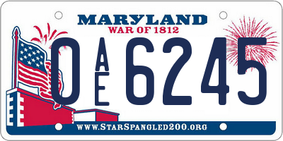 MD license plate 0AE6245