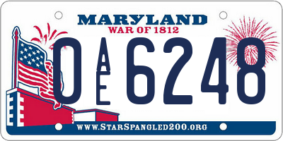 MD license plate 0AE6248