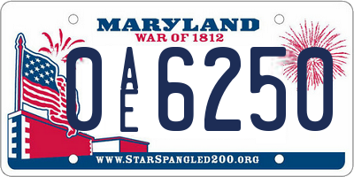MD license plate 0AE6250