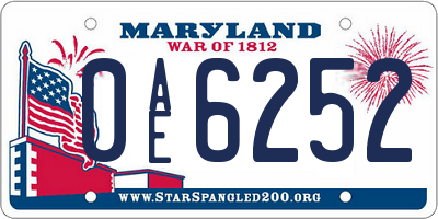 MD license plate 0AE6252