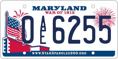 MD license plate 0AE6255