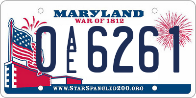 MD license plate 0AE6261