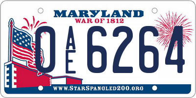 MD license plate 0AE6264