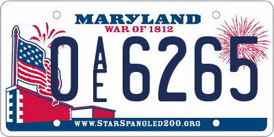 MD license plate 0AE6265