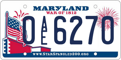 MD license plate 0AE6270