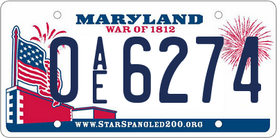 MD license plate 0AE6274