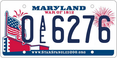 MD license plate 0AE6276