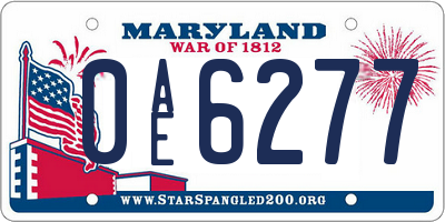 MD license plate 0AE6277