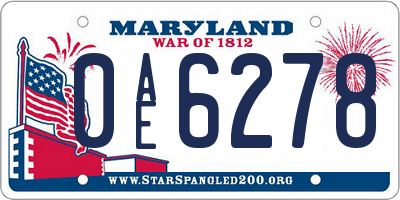 MD license plate 0AE6278