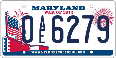 MD license plate 0AE6279
