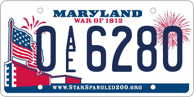 MD license plate 0AE6280