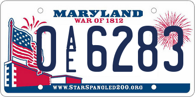 MD license plate 0AE6283