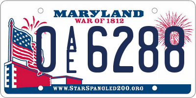 MD license plate 0AE6288