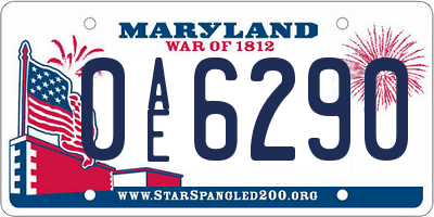 MD license plate 0AE6290