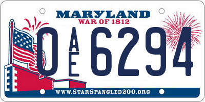 MD license plate 0AE6294