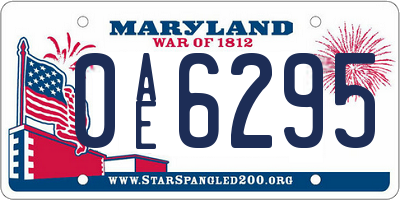 MD license plate 0AE6295