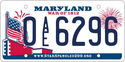 MD license plate 0AE6296
