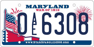 MD license plate 0AE6308