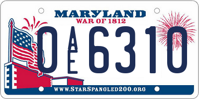 MD license plate 0AE6310