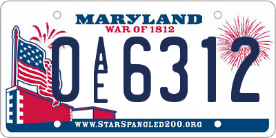 MD license plate 0AE6312