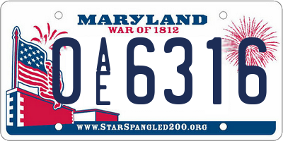 MD license plate 0AE6316