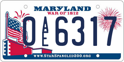 MD license plate 0AE6317