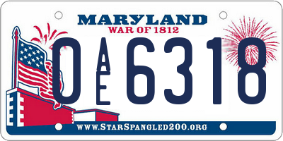 MD license plate 0AE6318