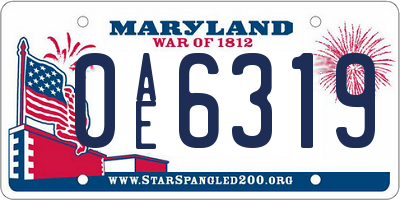 MD license plate 0AE6319