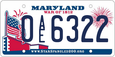 MD license plate 0AE6322