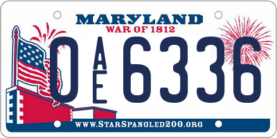 MD license plate 0AE6336