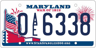 MD license plate 0AE6338