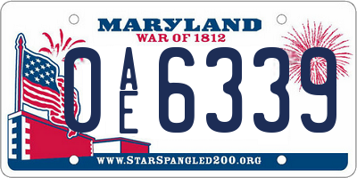 MD license plate 0AE6339