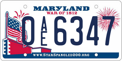 MD license plate 0AE6347