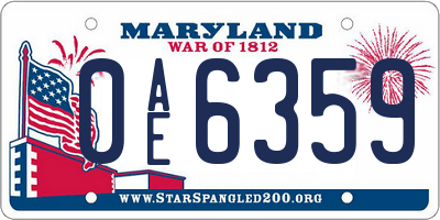 MD license plate 0AE6359