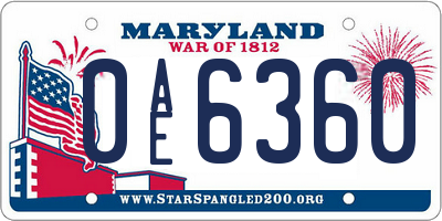 MD license plate 0AE6360